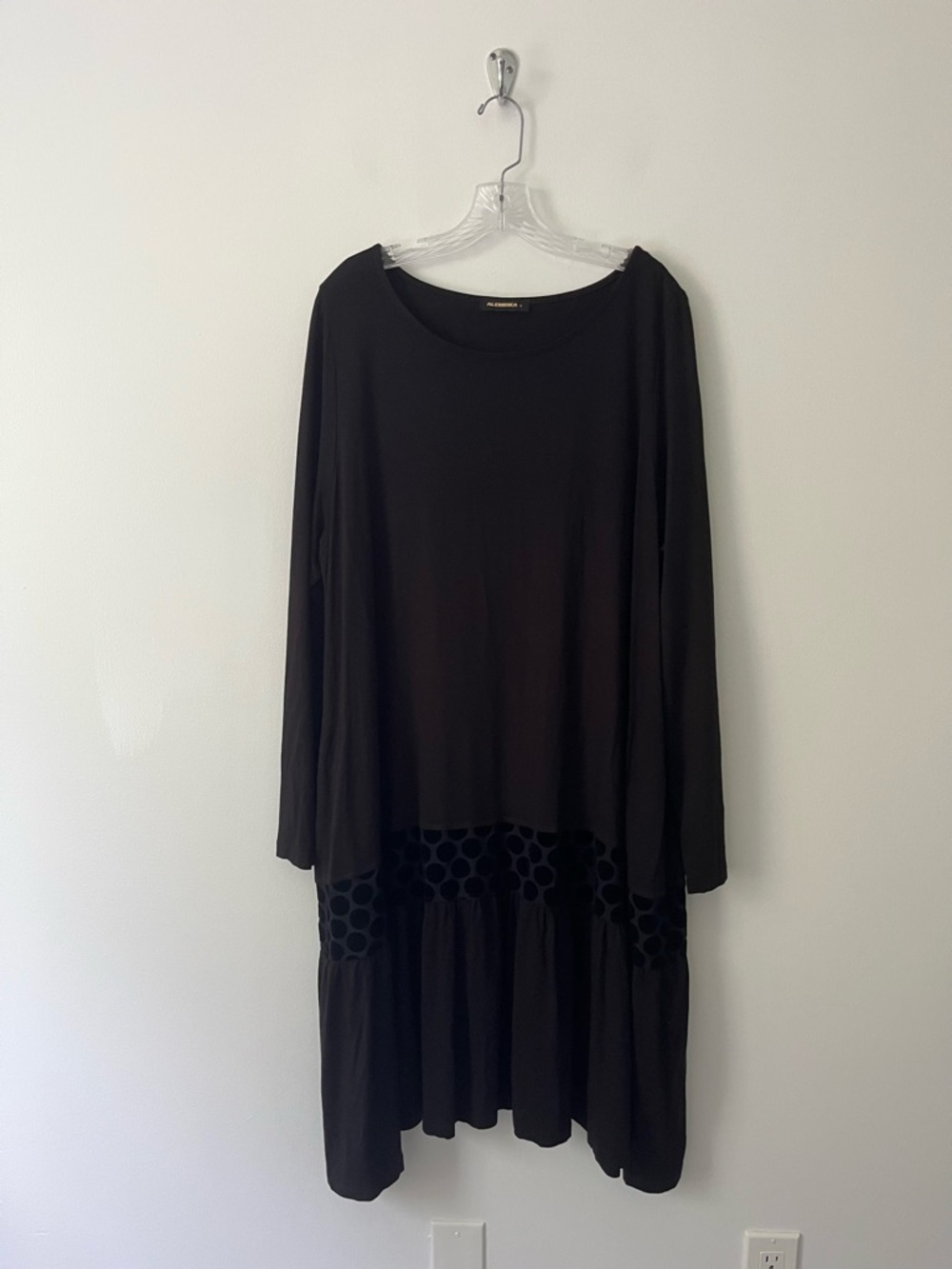 Alembika Black Polka Dot Jersey Viscose Long Sleeve Tunic Lagenlook Dress 5
